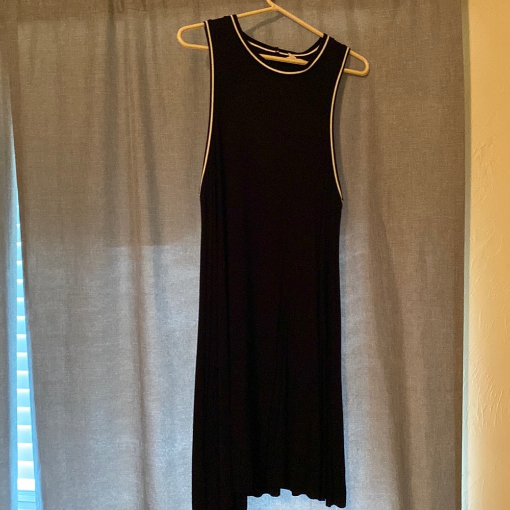 Black high neck dress with opening in the back